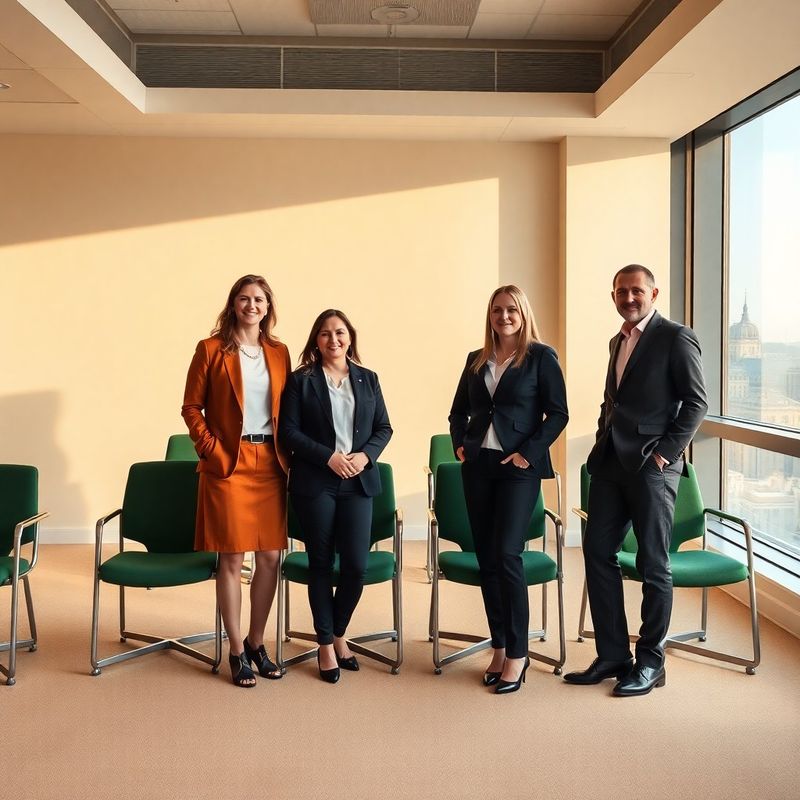 Portret de grup al consilierilor Mic Grup în sala de consiliu