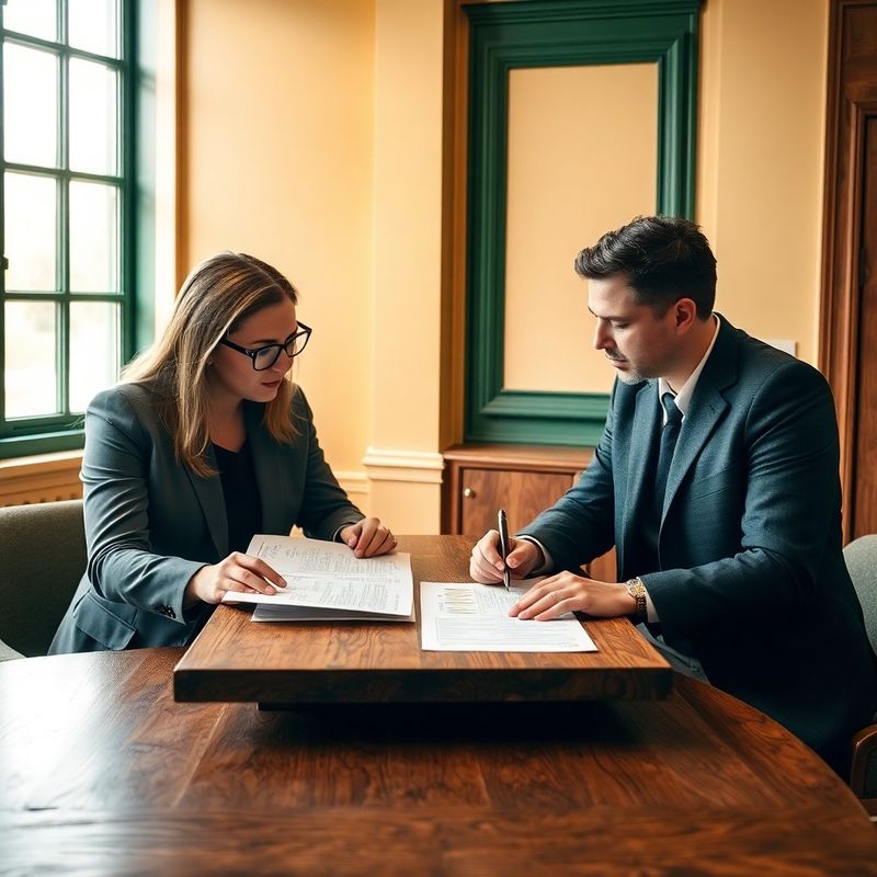 Doi profesioniști analizând documente financiare la o masă de lemn